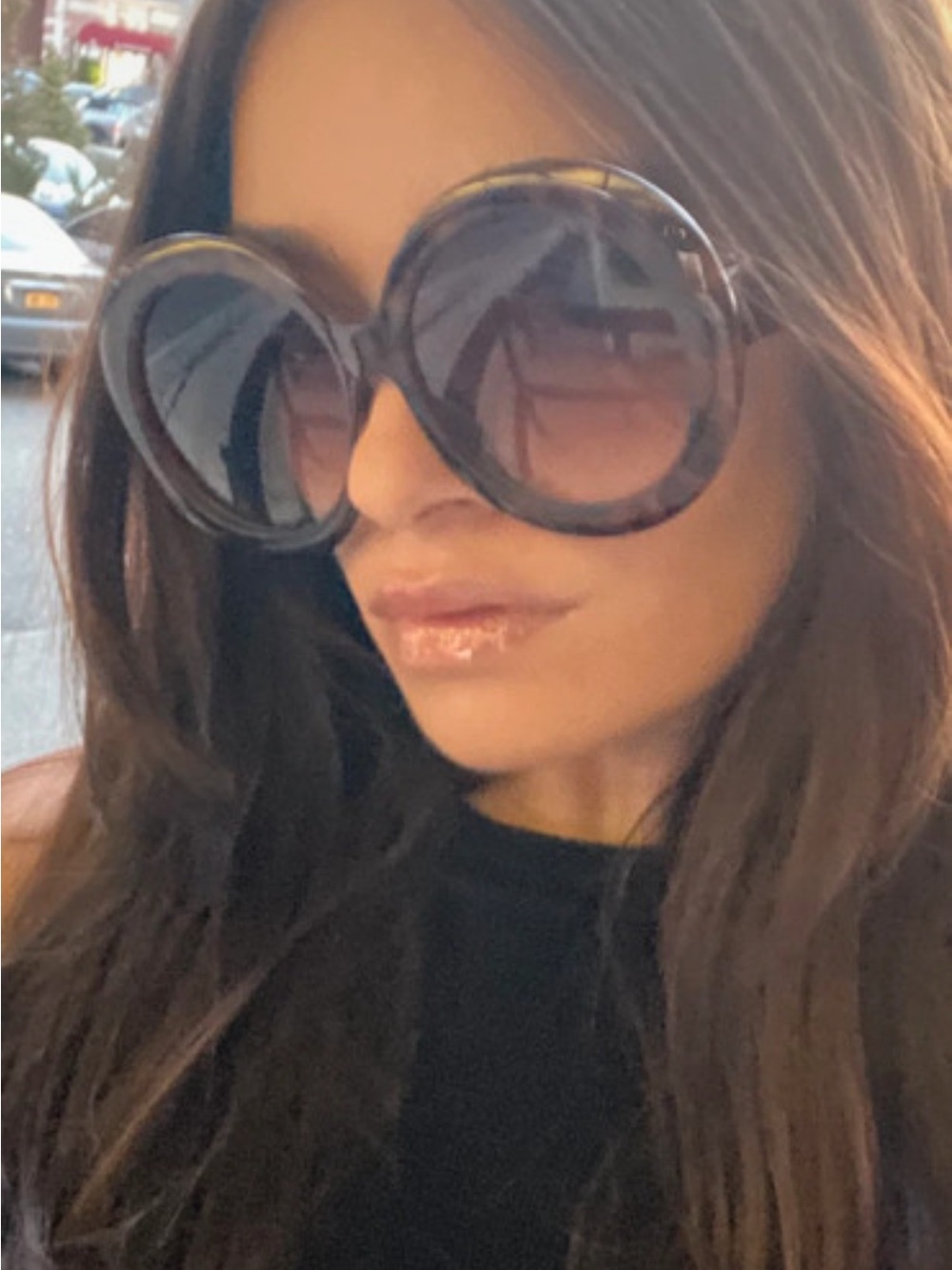 Oversized Round Sunglasses in Black Tortoiseshell
